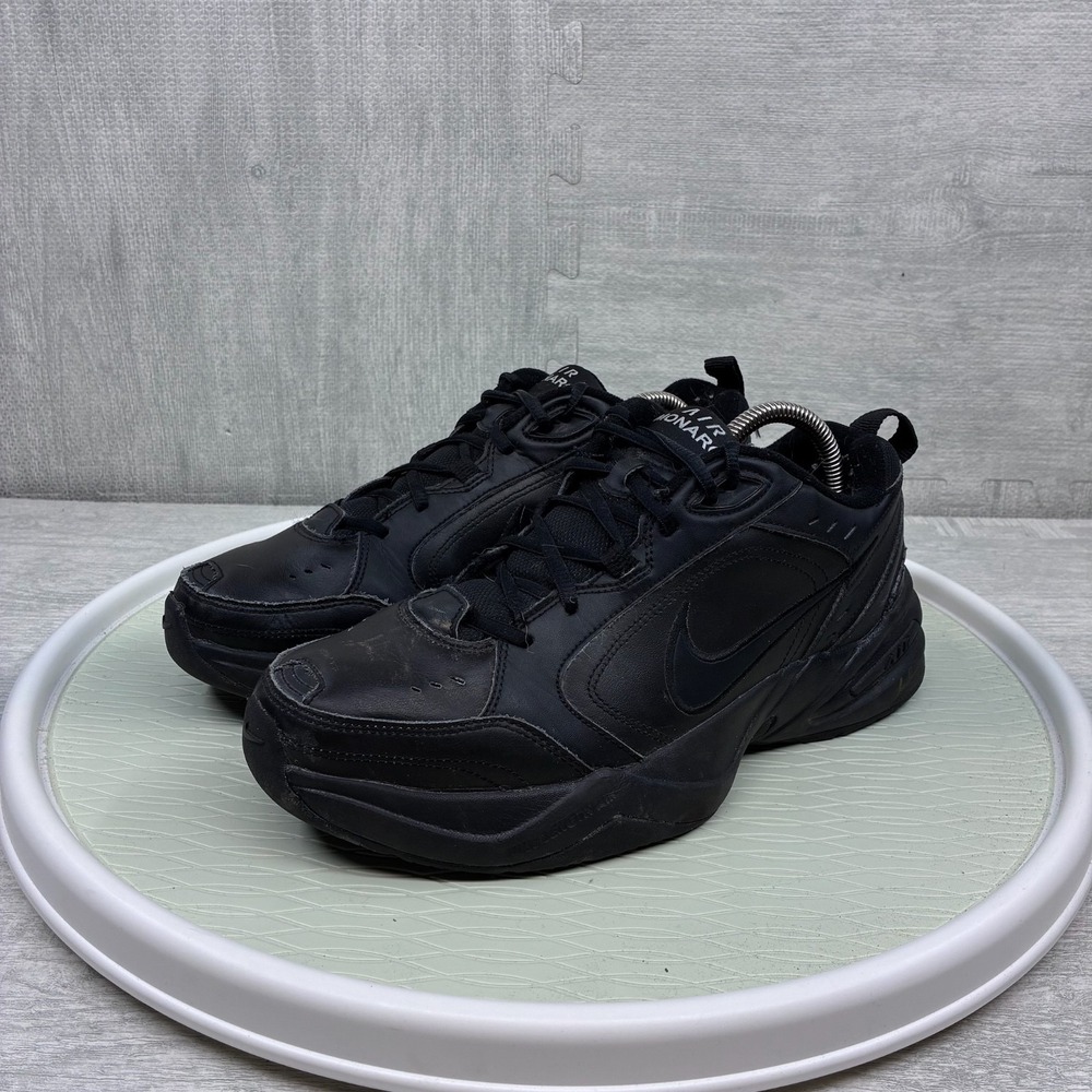 Nike Air Monarch IV Triple Black Leather Shoe Sneaker Men's 10 415445-001